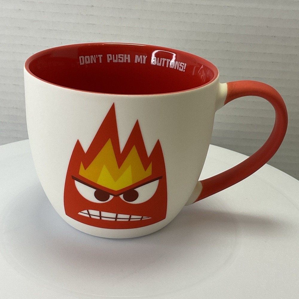 Disney Inside Out 2 ANGER DON'T PUSH MY BUTTONS! Soft Touch Ceramic 16oz Mug NEW
